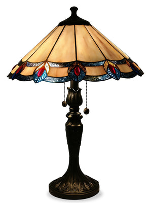 Magnolia Table Lamp with Tiffany Glass Shade – Antique Bronze