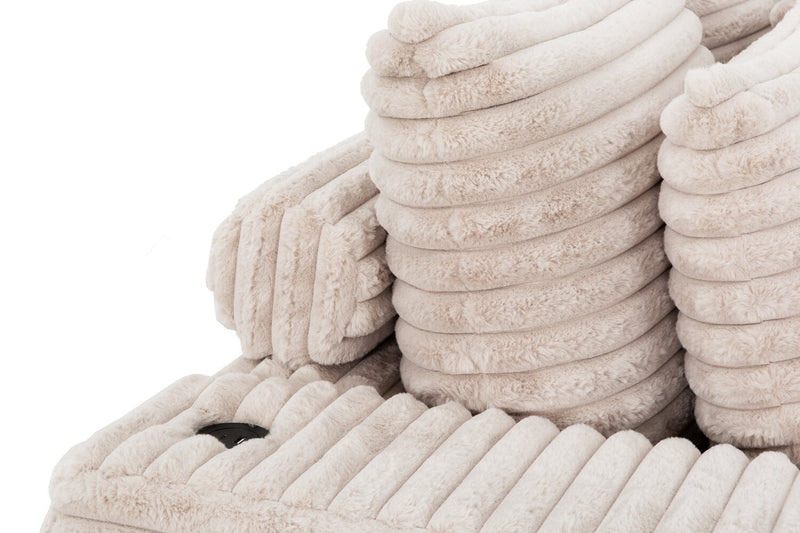 Alto 2-Piece Ultra Plush Faux Fur Fabric Sectional with Dual Cupholders and USB Ports - Mink Taupe