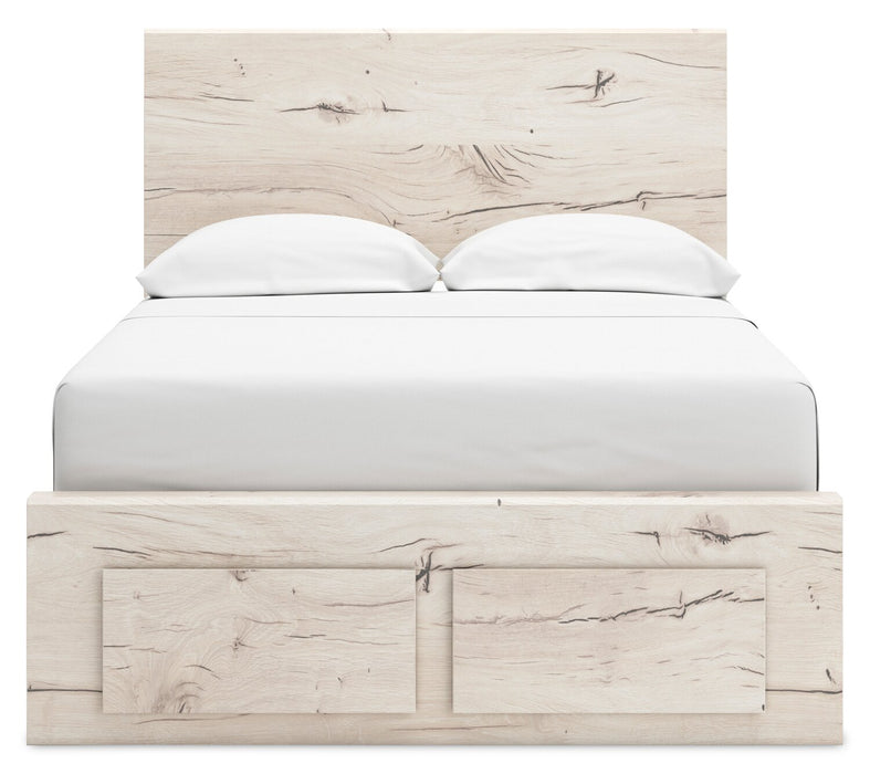 Derekson Storage Bed with 2 Built-In Footboard Drawers, Rustic White - Full Size