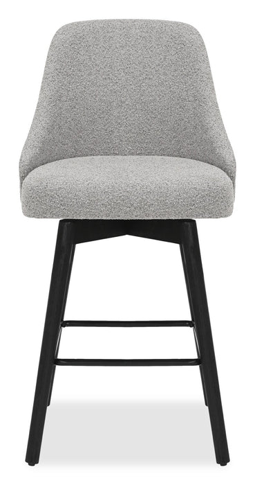 Nash Counter-Height Stool with Swivel Seat, Polyester Fabric, Metal - Dark Grey