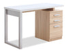 Oscar 47\" Reversible Office Desk with Storage – Faux White Marble and Weathered White