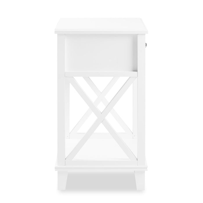 Elle Bedside 1-Drawer Nightstand, 18\"W x 25.75\"H - White