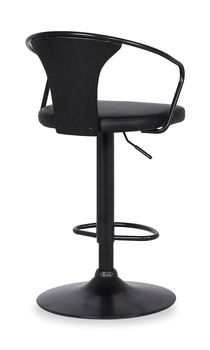 Hero Barstool with Swivel & Adjustable Seat, Vegan Leather Fabric, 23.5-32\"H, Metal - Charcoal
