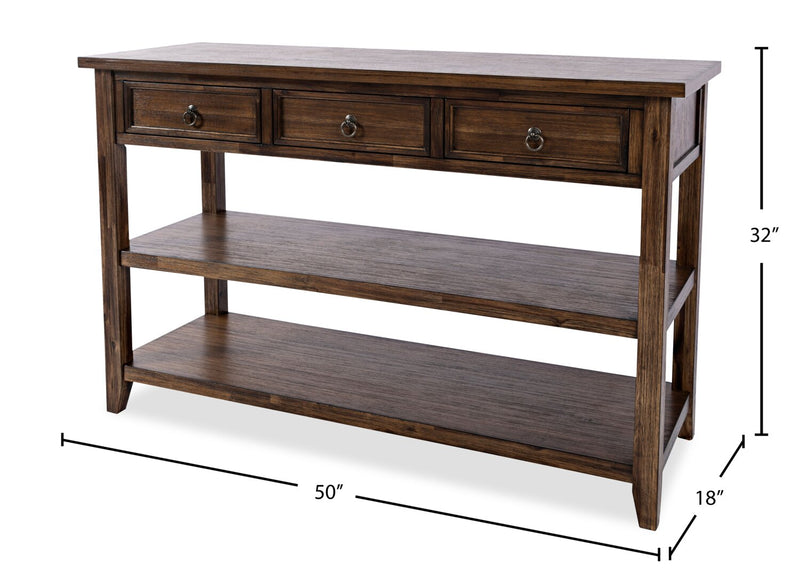 Branson 50\" Sofa Table with Storage and Shelf - Dark Brown