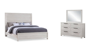 Haven 5pc Bedroom Set with Panel Bed, Dresser & Mirror, White - King Size
