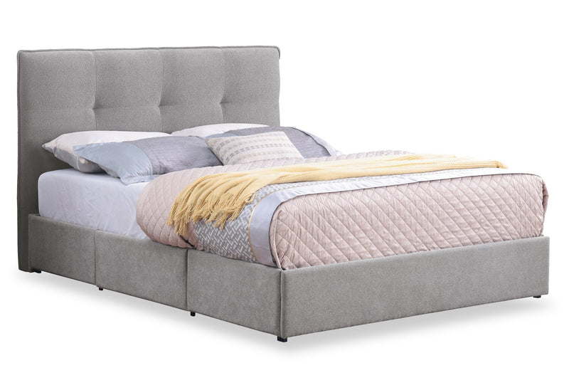 Amos Upholstered Headboard in Grey Fabric, Tufted - King Size