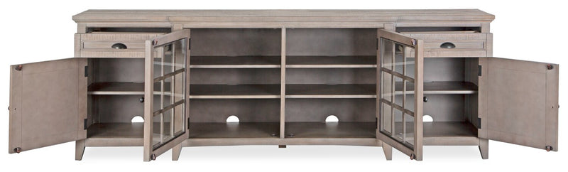 Wesley 90\" Traditional TV Stand with Storage and Cable Management for TVs up to 95\" - Dovetail Grey