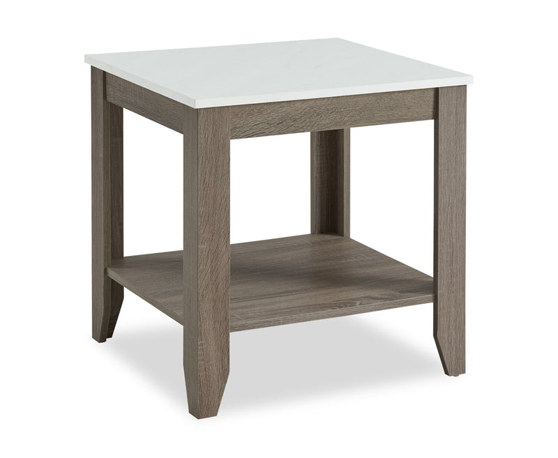 Carlton 47.5” Modern 2-Pack Coffee + End Table with Shelf - Taupe