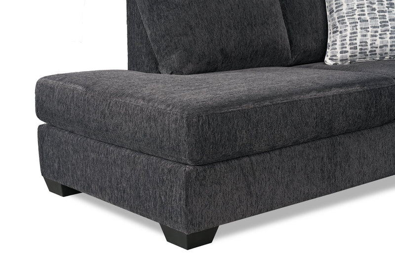Made in Canada Morgan 3-Piece Left-Facing Chenille Fabric Wrap Sectional with Accent Pillows - Grey