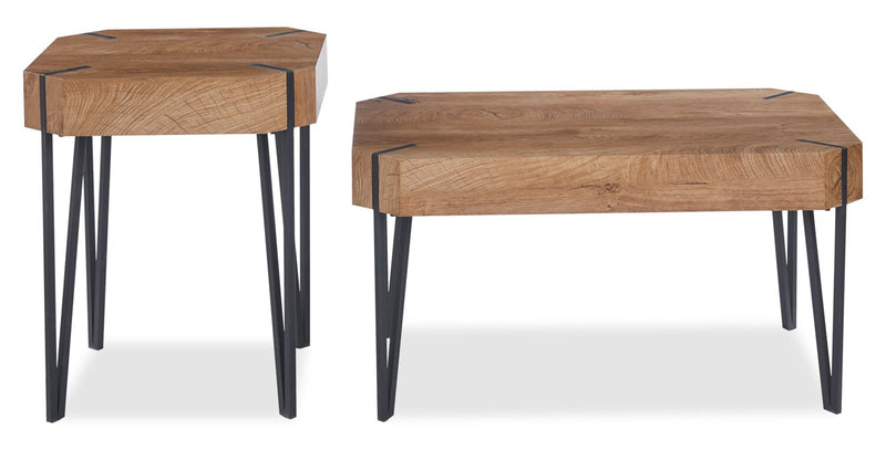 Arden 35” Modern 2-Pack Coffee + End Table - Brown