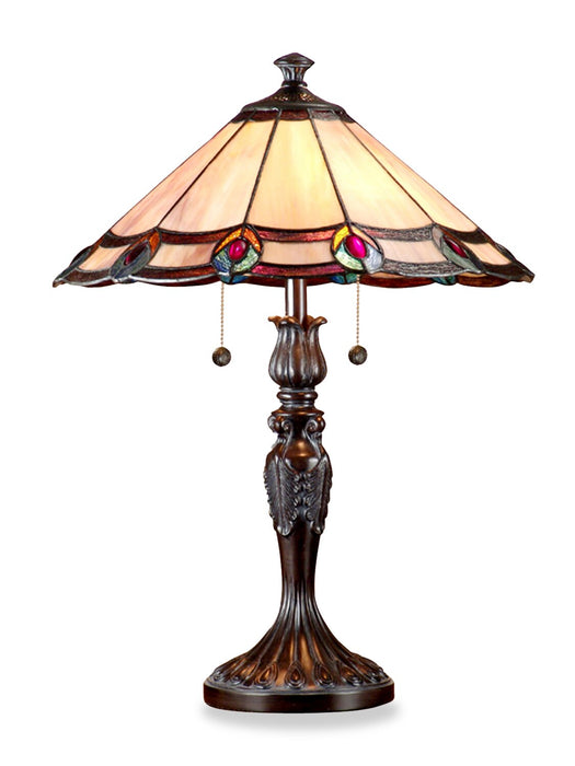Magnolia Table Lamp with Tiffany Glass Shade – Antique Bronze