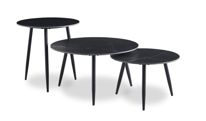 Delancey 31.5\" Modern 3-Pack Coffee + 2 End Tables - Black