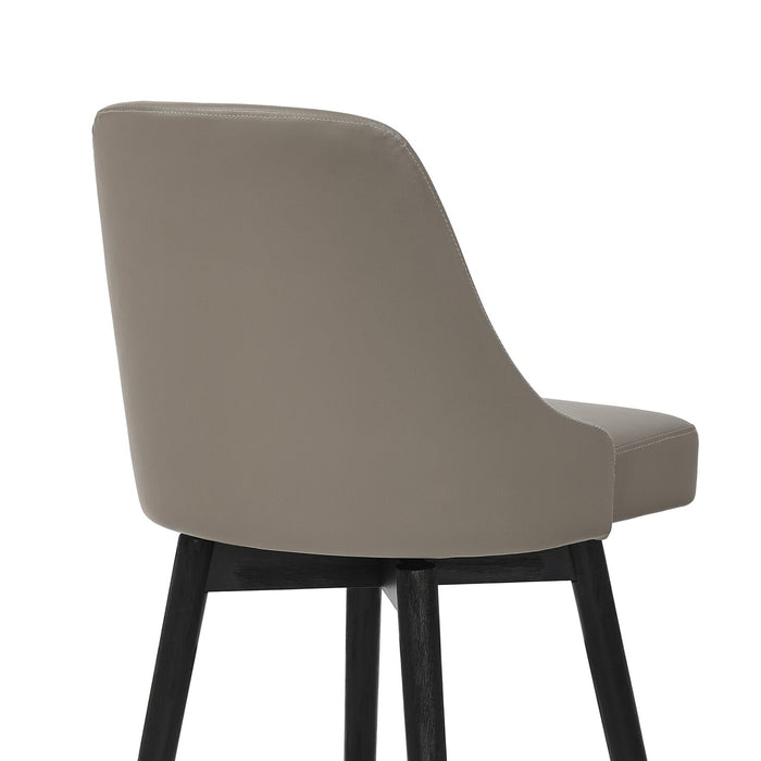Nash Counter-Height Stool with Swivel Seat & Vegan Leather Fabric, 26.5\"H, Wood & Metal - Taupe