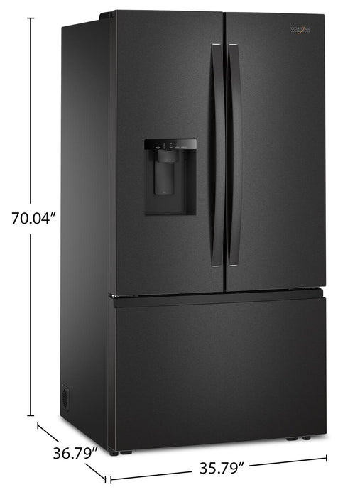 Whirlpool 36\" 30 Cu. Ft. French-Door Refrigerator with Dual Ice Makers - Black Stainless Steel - WRFF3736SV
