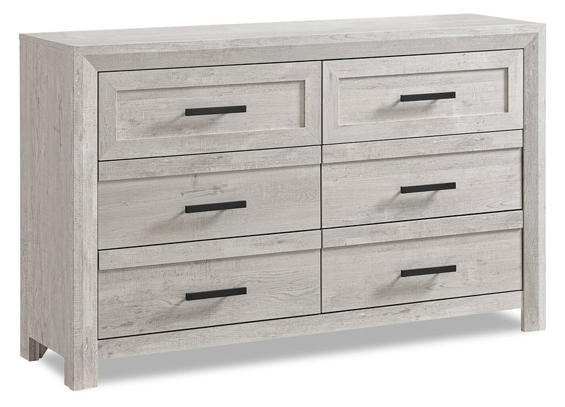 Lark Bedroom 6-Drawer Dresser, 58\"W x 35\"H - Rustic White