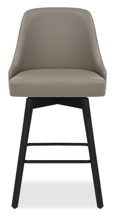 Nash Counter-Height Stool with Swivel Seat & Vegan Leather Fabric, 26.5\"H, Wood & Metal - Taupe