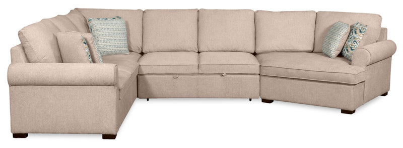 Scott Living Haven 3-Piece Right-Facing Chenille Fabric Cuddler Sleeper Sectional - Taupe