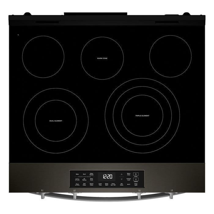 Whirlpool 30\" 5.3 Cu. Ft. Electric Range with Air Cooking – Black on Stainless - YWSES5030SV