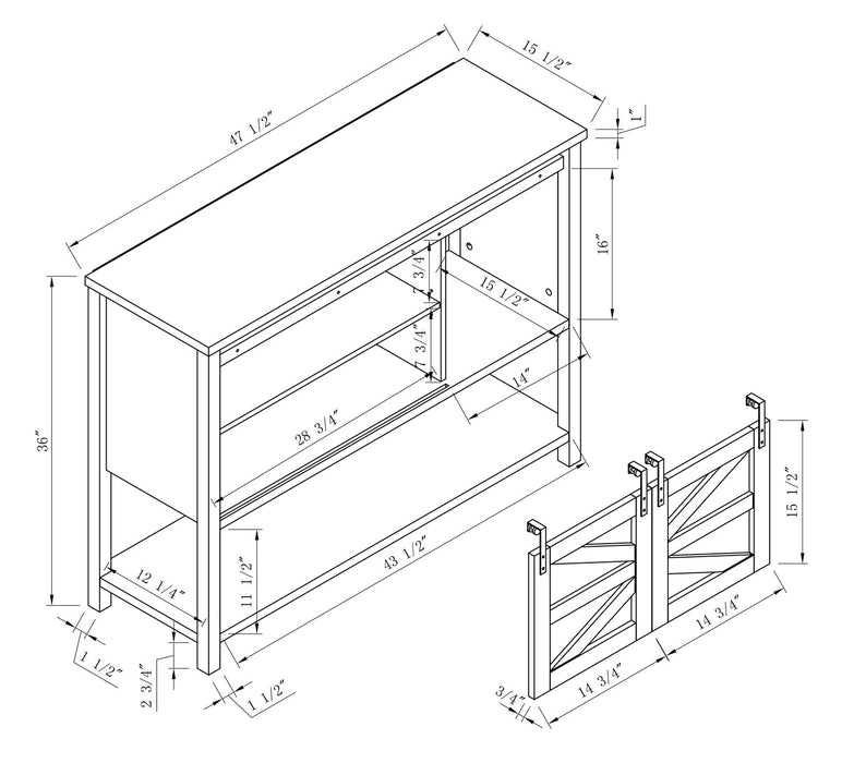 Corbin 47.25\" Accent Cabinet with Sliding Barn Doors - Walnut Oak