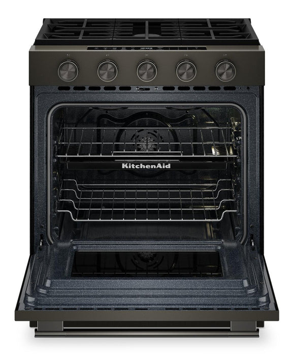 KitchenAid 30\" 5.0 Cu. Ft. Slide-in Gas Range with Convection Modes - Black Ore - KSGS530SBE