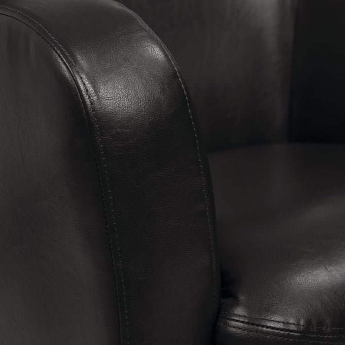 Zello 29.92\" Faux Leather Accent Chair with Wood Legs - Black