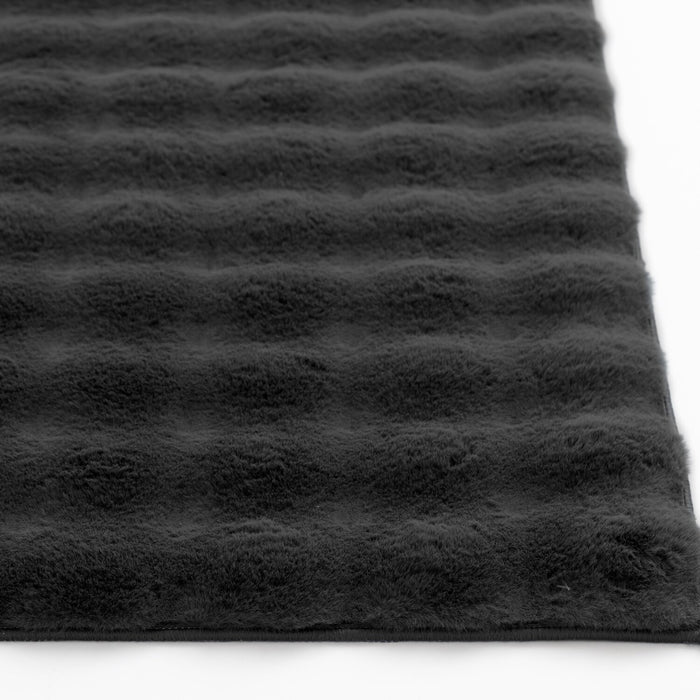 Dream Step Memory Foam Bubble Dark Grey Faux Fur Area Rug  - 5' x 7' 
