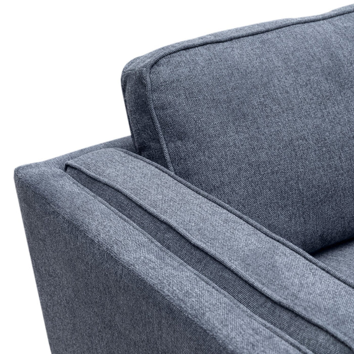 Kort & Co. Kassia 80\" Linen-Look Fabric Condo Size Sofa with Wood Base and Legs - Blue