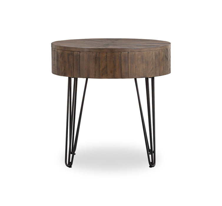 Kort & Co. Sol 24” Rustic Round Solid Pine Wood End Table - Brown