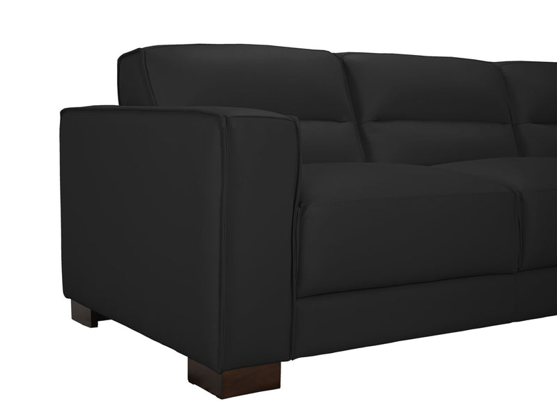 Citadel 2-Piece Right-Facing Top-Grain Genuine Leather Sectional with Wood Legs - Black