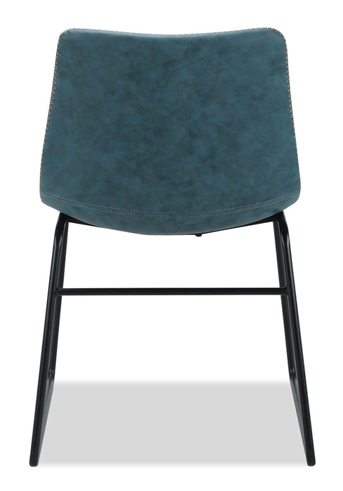 Tess Dining Chair with Leather-Look Fabric, Metal - Blue