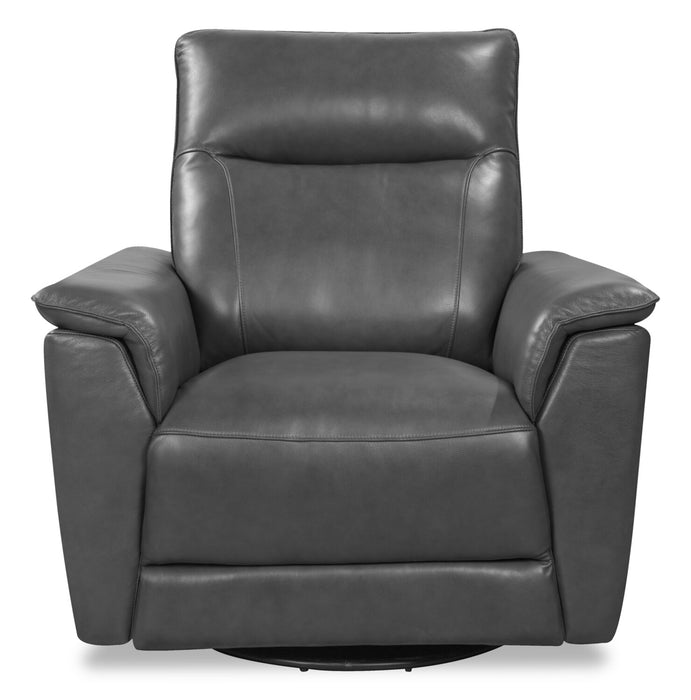 Chateau d’Ax Angelo 38.58\" Genuine Leather Swivel Rocker Power Reclining Chair - Grey