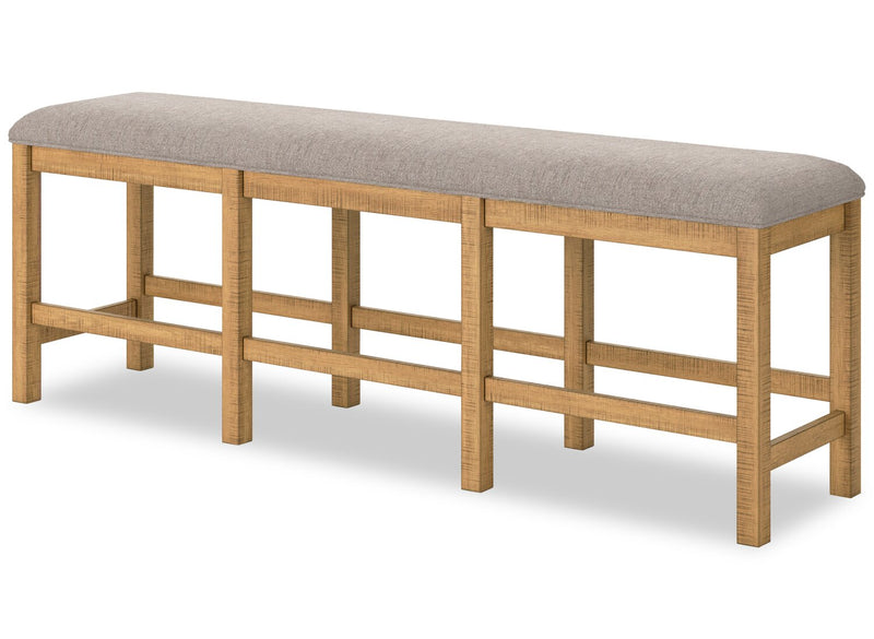 Archer Counter-Height Dining Bench with Fabric Seat, 72\"W - Light Brown