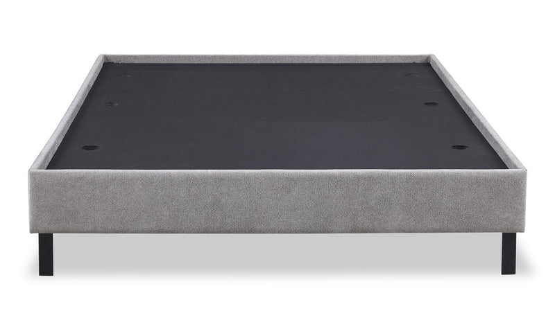 Amos Upholstered Platform Bed in Grey Fabric with Channelled Headboard - Full Size