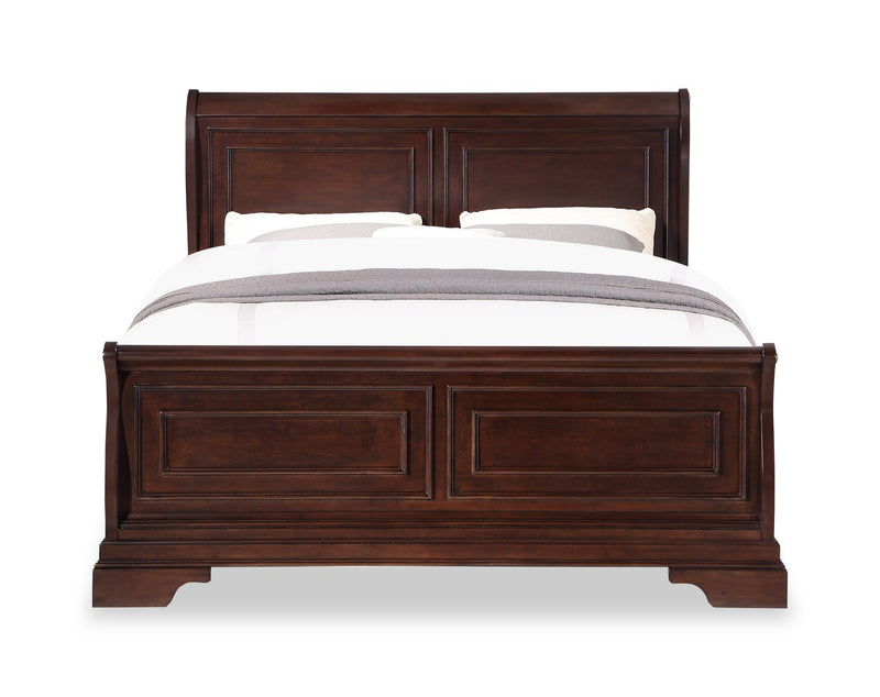 Marco 6pc Bedroom Set with Bed, Dresser, Mirror & Nightstand, Cherry Brown - Queen Size