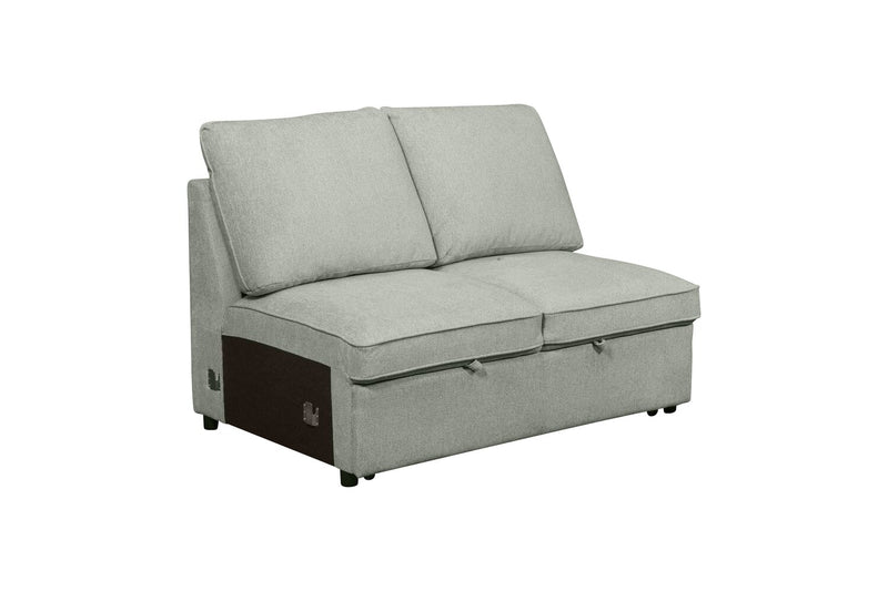 Scott Living Haven 3-Piece Left-Facing Chenille Fabric Cuddler Sleeper Sectional - Seafoam Blue