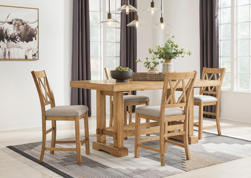 Archer 5pc Counter-Height Dining Package with 72-108\"W Extension Table & 4 Chairs - Light Brown