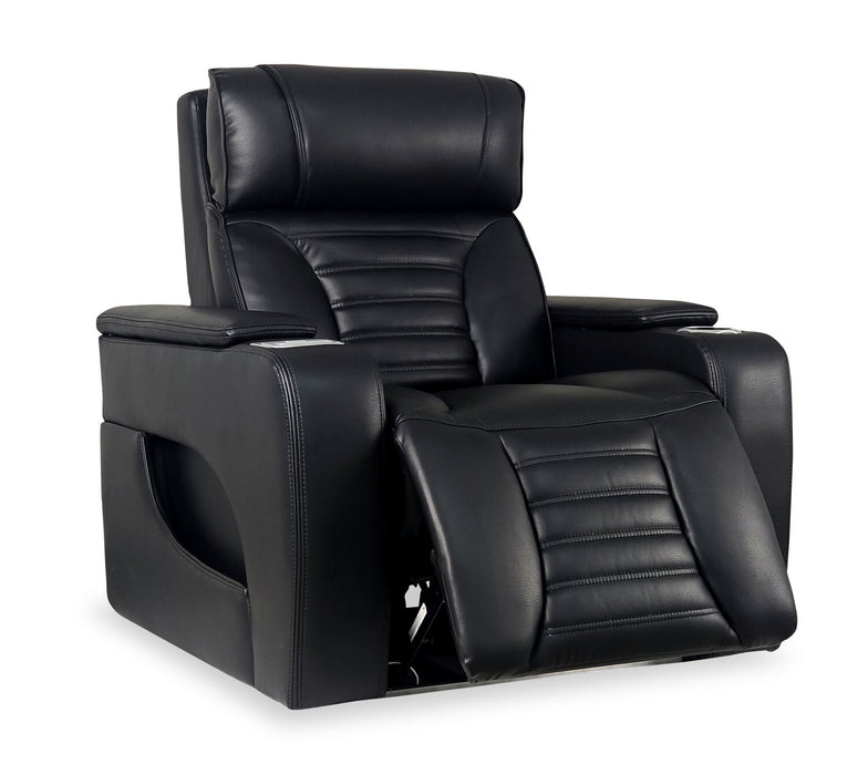 Zen 40\" Leather-Look Fabric Power Reclining Massage Chair with Power Headrest and Heated Seat - Black