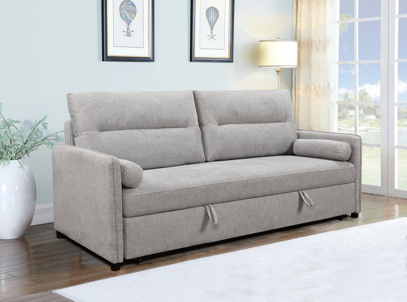 Shadow 82.5\" Linen-Look Fabric Sleeper Sofa with Storage and Two Armrest Pillows - Grey