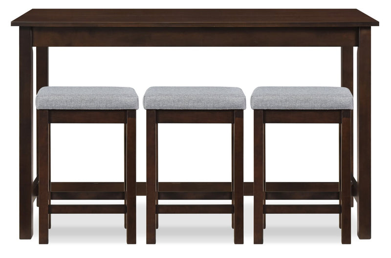 Noah 60” Modern Dinette with 3 Counter-Height Stools and USB Ports - Espresso