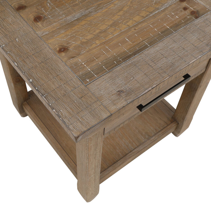 Cedar 24\" Rustic End Table with Storage Drawer – Natural Pine