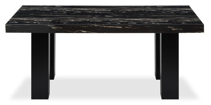 Burk 5pc Dining Set with Table & 4 Chairs, Resin Marble-Look Top, 72\"W - Black/Grey