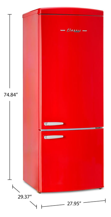 Unique Classic Retro 28\" 17 Cu Ft. Bottom Mount Refrigerator - Red - UNQ-455L R AC