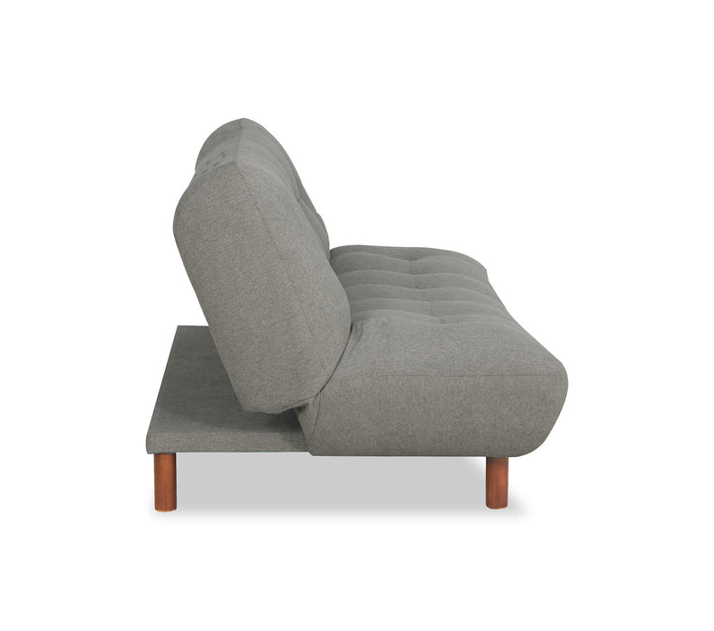 Campus 76\" Fabric Klik Klak Futon with Tufting and Wood Legs - Grey