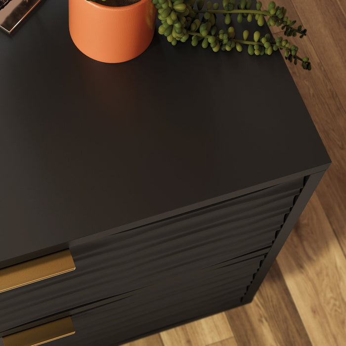 Reese 24” Modern 2-Drawer Cabinet - Black