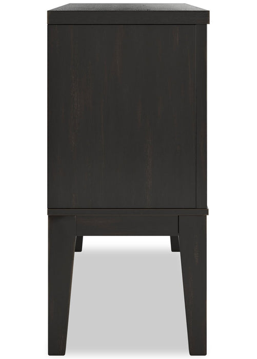 Shaw Dining Server with Storage & Built-In Wine Rack, Cane-Look Details, 56\"W - Black