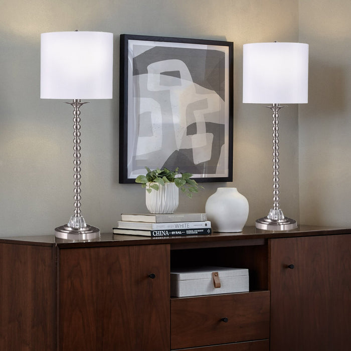 30\" Brushed Nickel 2-Piece Set, with Two Table Lamps