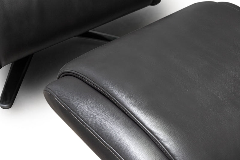 Vega 29.5\" Faux Leather Stress Free Swivel Reclining Chair with Footrest and Aluminum Legs - Grey