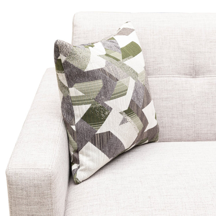 Kort & Co. Freeman 80” Linen-Look Fabric Condo Size Sofa with Wood Legs - Dove White