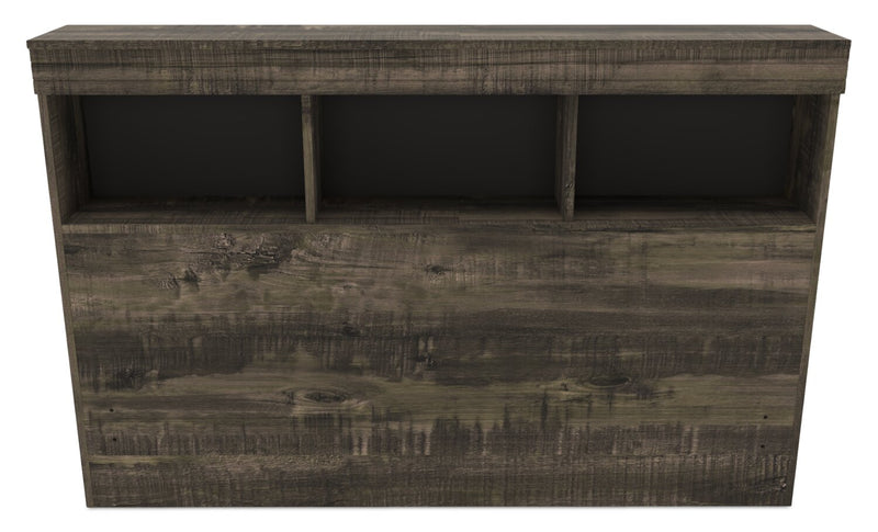 Riley Mates Bed with Bookcase Headboard Set for Kids, Made in Canada, Grey - Full Size