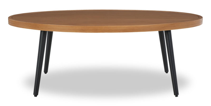 Tofino Outdoor Patio Oval Coffee Table - 22\"W, Aluminum, UV & Weather Resistant - Brown/Black